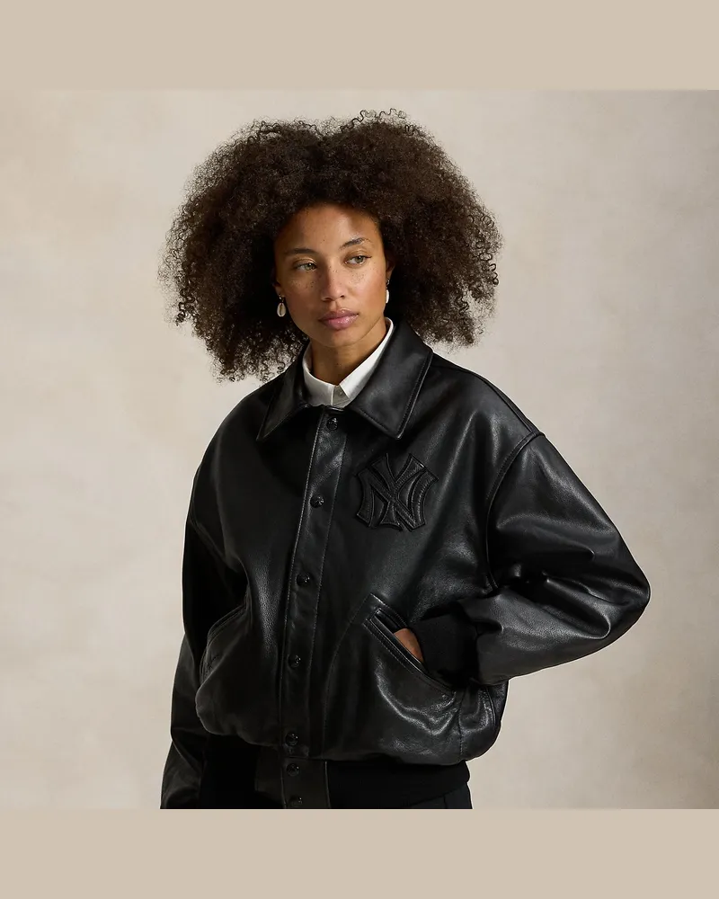 Ralph Lauren Lederjacke Polo  Ralph Lauren Lauren Yankees Black