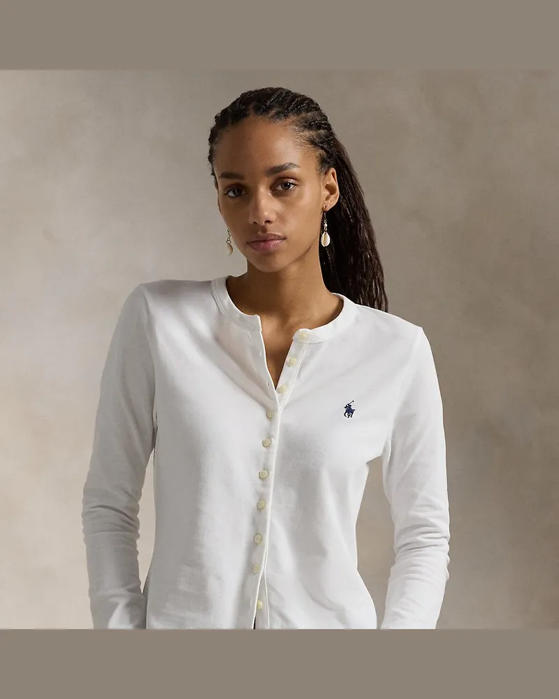 Ralph Lauren Strickjacke aus Stretch-Baumwollpiqué White