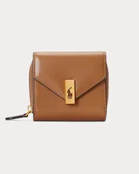 Ralph Lauren Kompakte Lederbrieftasche Polo ID Tan