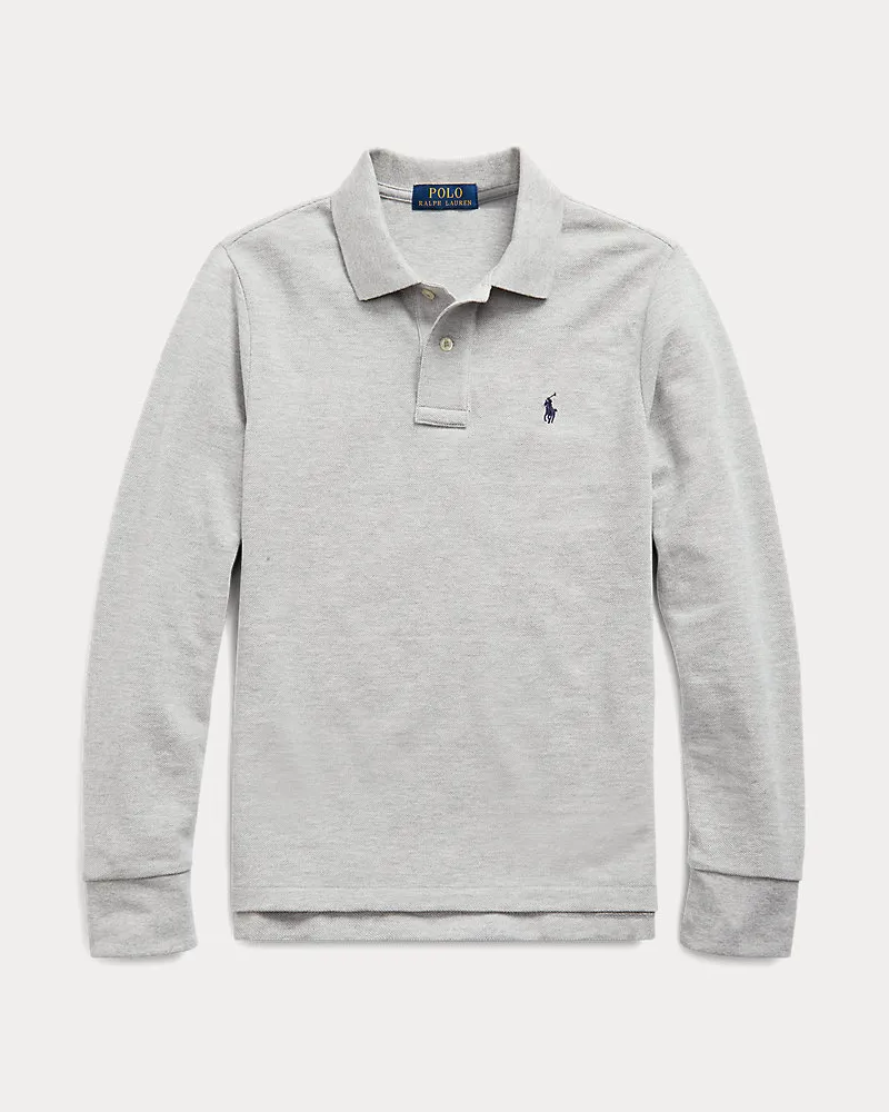 Ralph Lauren Langärmliges Poloshirt aus Baumwollpiqué Grey