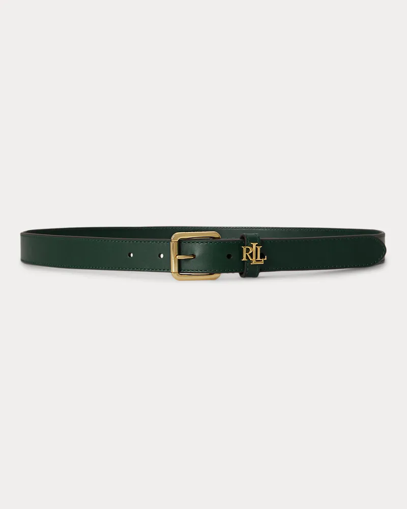 Ralph Lauren Schmaler Ledergürtel mit Logo-Schlaufe Green
