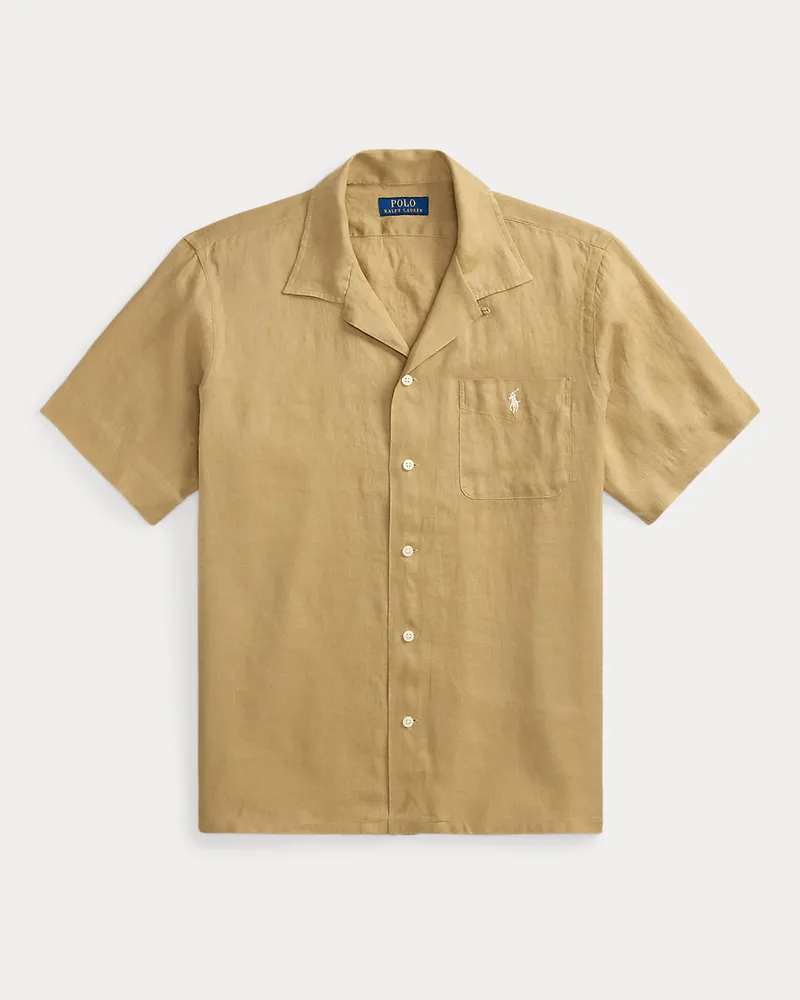 Ralph Lauren Classic-Fit Leinen-Kurzarmhemd Tan