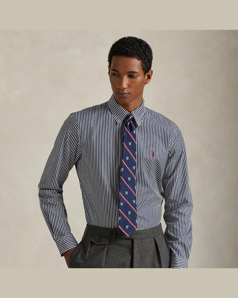Ralph Lauren Gestreiftes Custom-Fit Hemd aus Popeline Blue