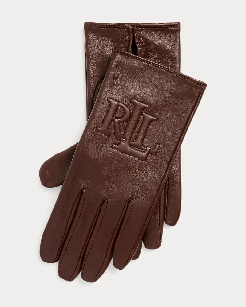 Ralph Lauren Touchscreen-Handschuhe mit Logoprägung Brown
