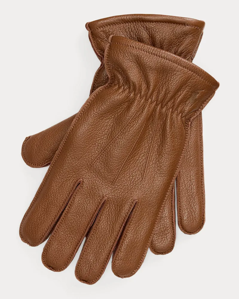 Ralph Lauren Touchscreen-Handschuhe aus Ziegenleder Brown