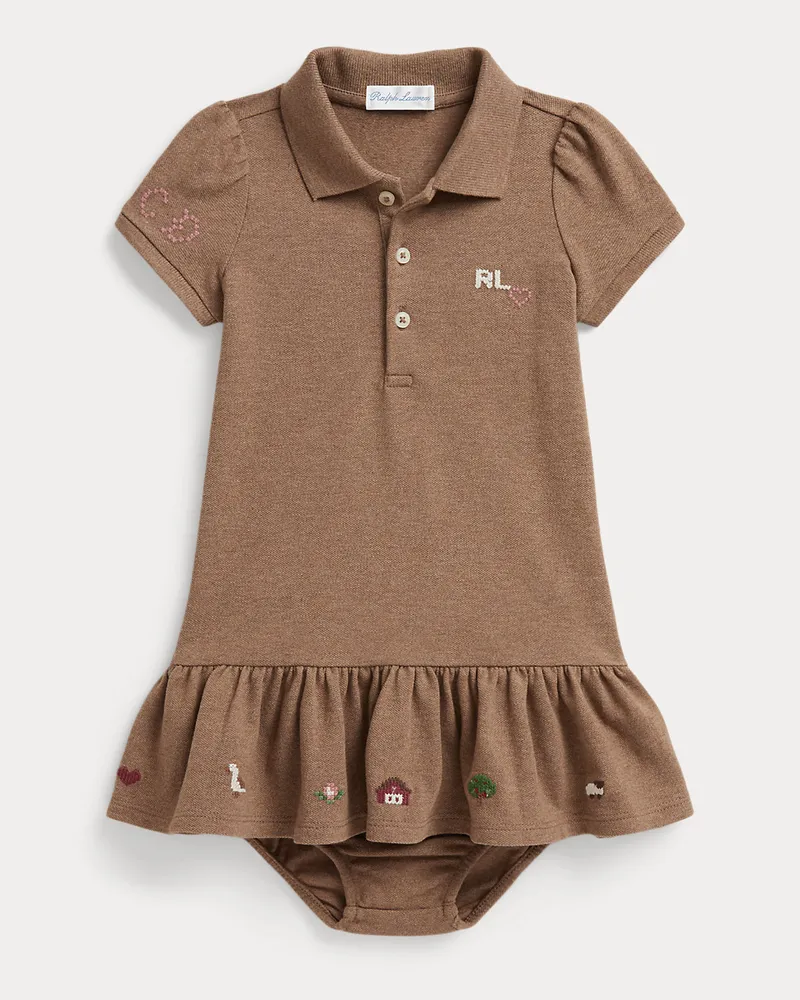 Ralph Lauren Stretchpiqué-Polokleid mit Höschen Brown