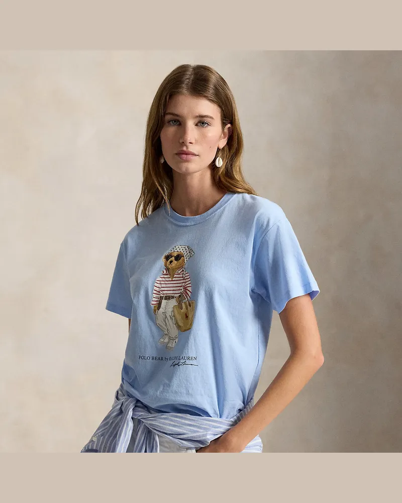 Ralph Lauren Baumwolljersey-T-Shirt mit Polo Bear Blue