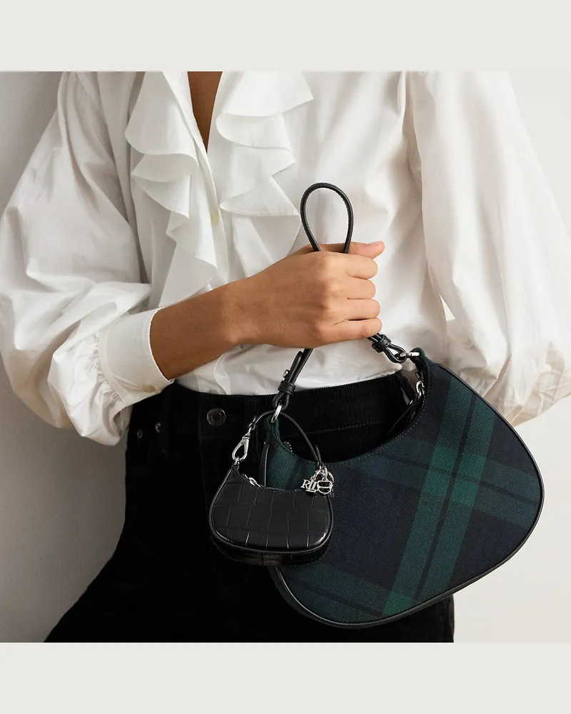 Ralph Lauren Lederanhänger Marcy mit Krokodilprägung Black
