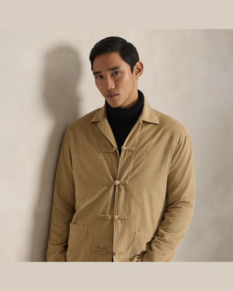 Ralph Lauren Kordsamt-Hemd mit Camp-Kragen Tan