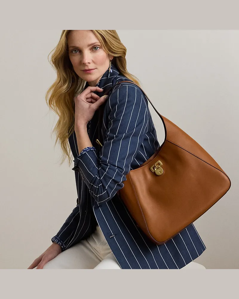 Ralph Lauren Große Schultertasche Tanner aus Leder Brown