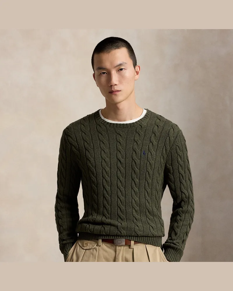 Ralph Lauren Baumwollpullover mit Zopfmuster Green