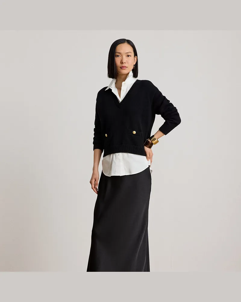 Ralph Lauren Maxirock aus Satin-Charmeuse Black