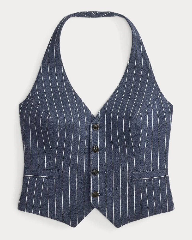 Ralph Lauren Neckholder-Weste mit Nadelstreifen Blue