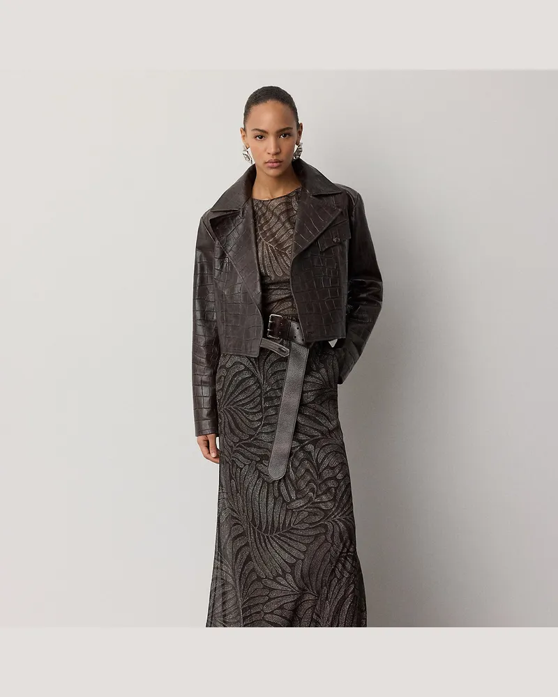 Ralph Lauren Abendkleid Shannen aus foliertem Chiffon Brown