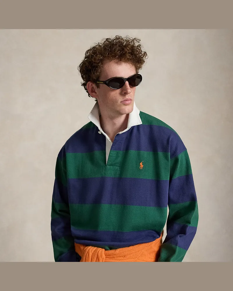 Ralph Lauren Big-Fit Jersey-Rugbyhemd mit Streifen Green