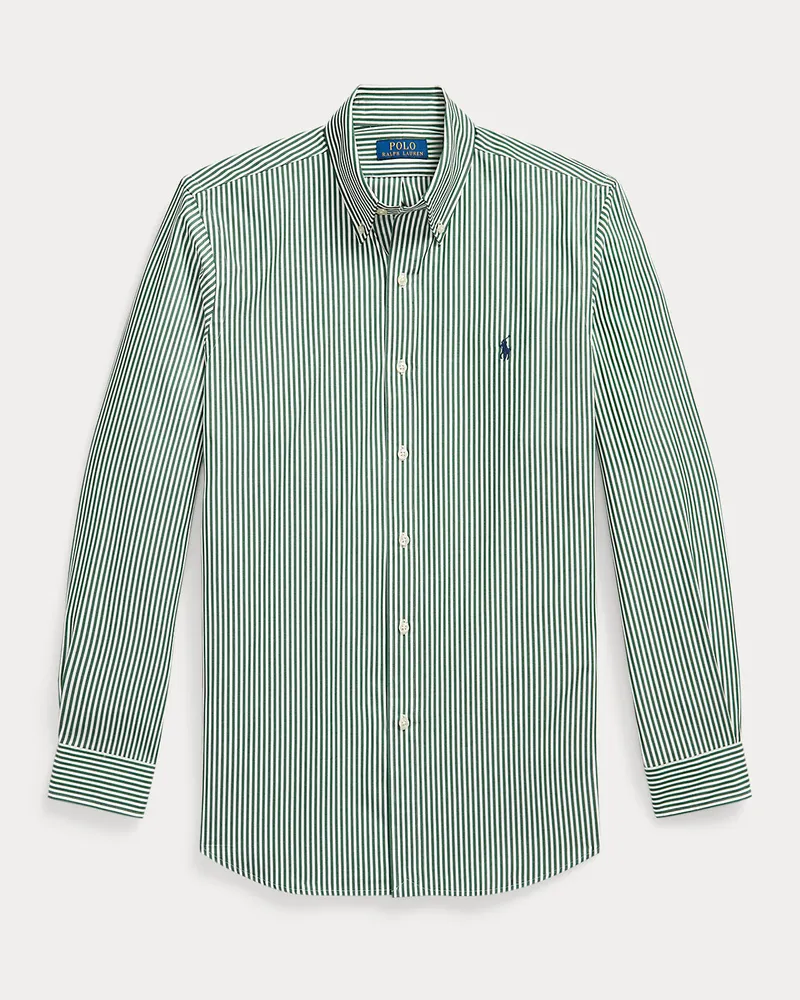 Ralph Lauren Gestreiftes Custom-Fit Hemd aus Popeline Green