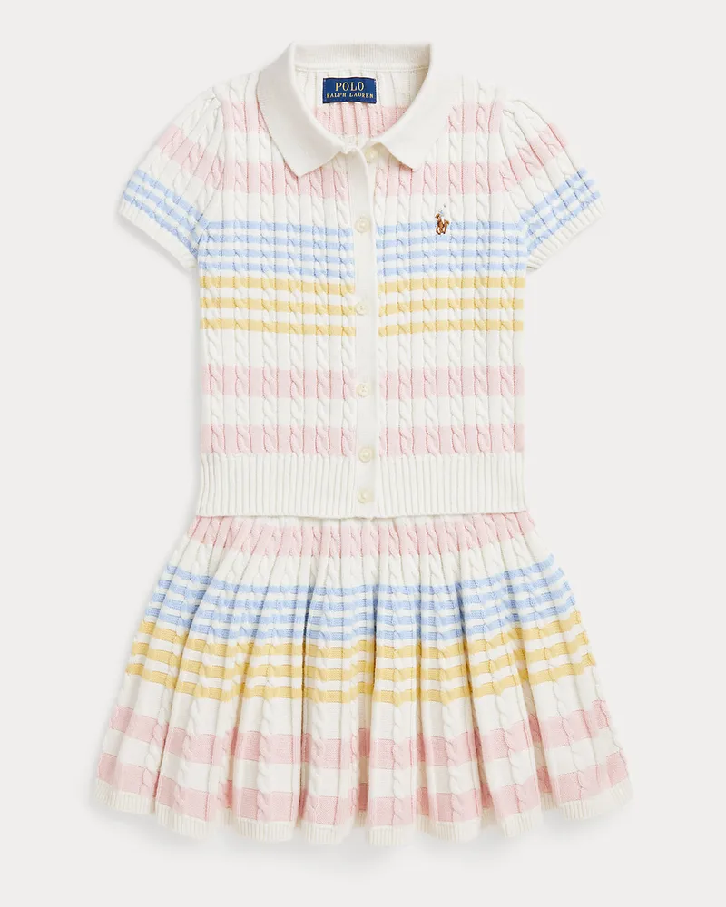 Ralph Lauren Gestreifte Baumwollstrickjacke und Rock Multi