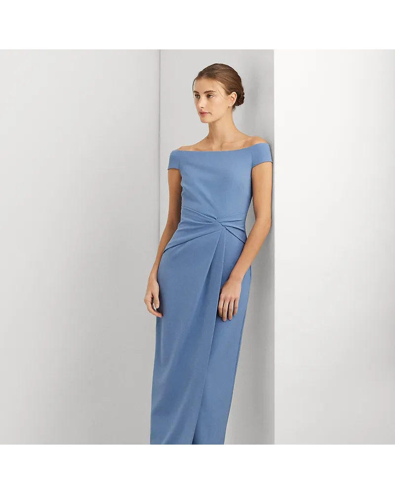 Ralph Lauren Schulterfreies Crêpe-Abendkleid Blue