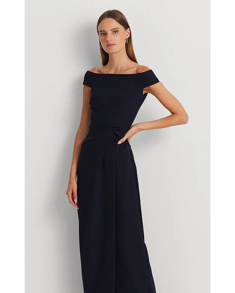 Ralph Lauren Schulterfreies Crêpe-Abendkleid Blue