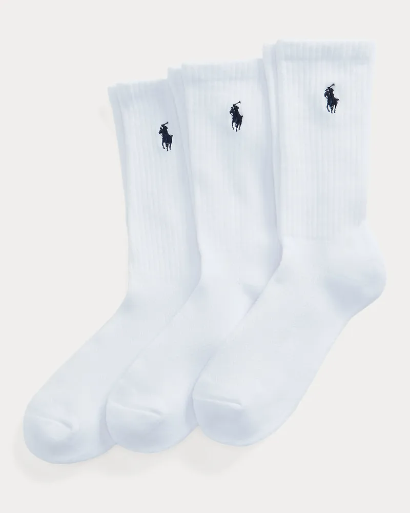 Ralph Lauren 3er-Pack gepolsterte Sport-Crew-Socken White