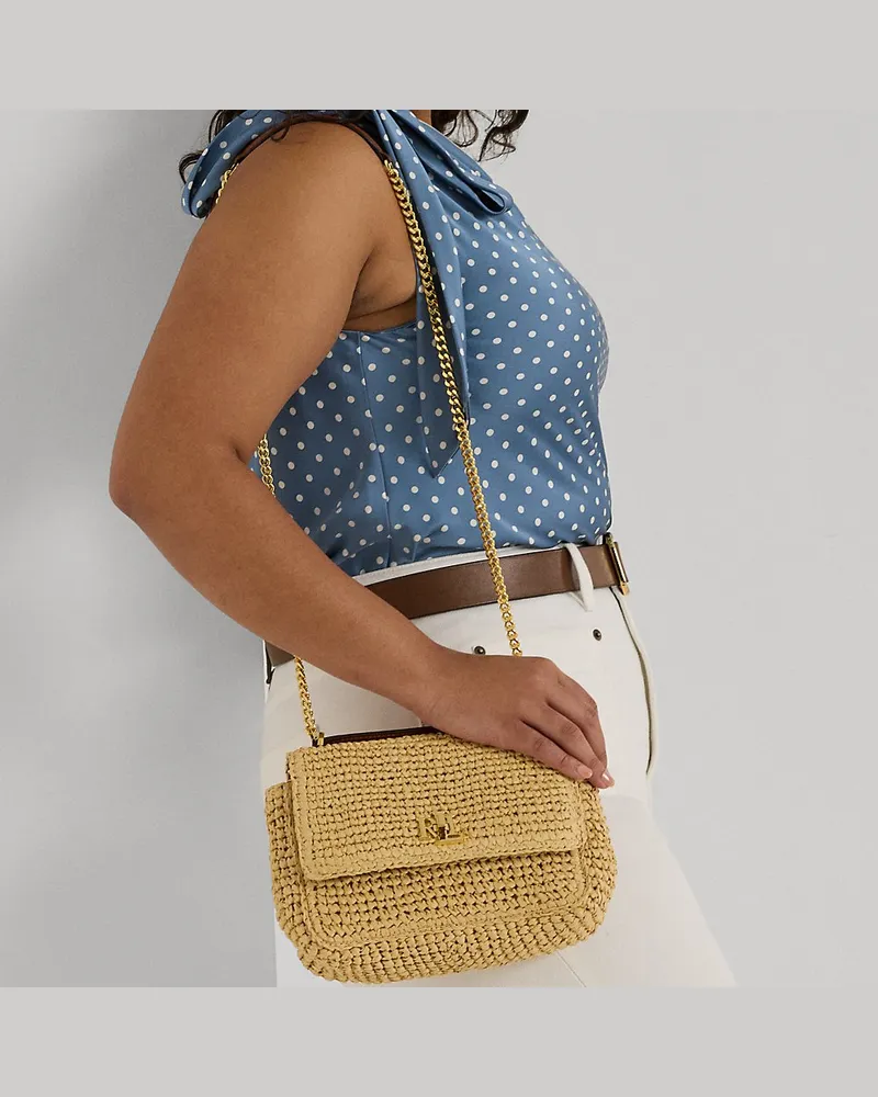 Ralph Lauren Mittelgroße Tasche Sophee aus Stroh Natural