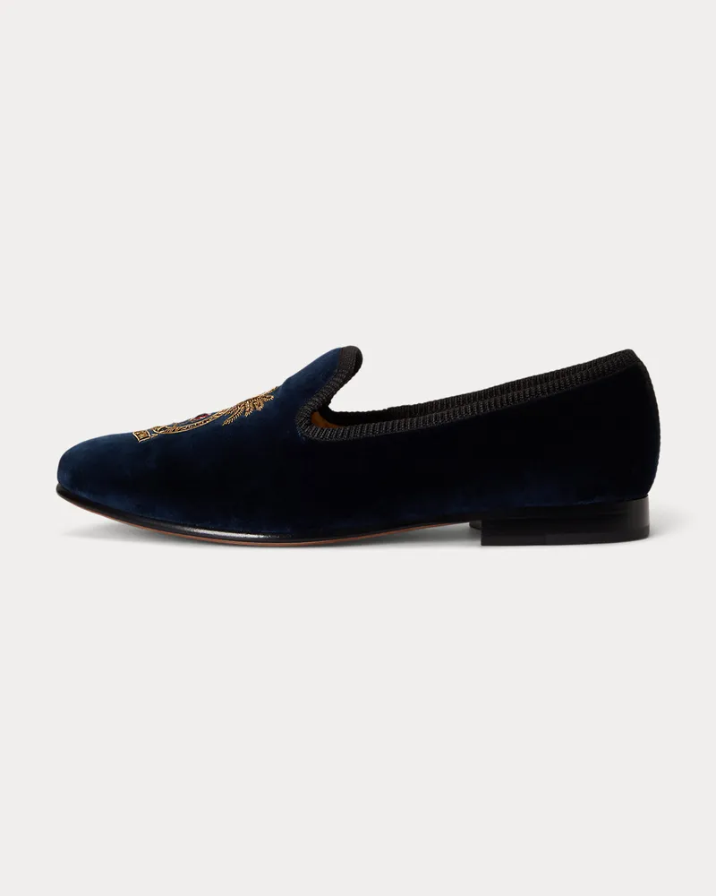 Ralph Lauren Samtslipper Paxton mit Wappen Blue