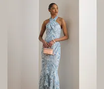 Neckholder-Abendkleid mit Paisley-Motiv