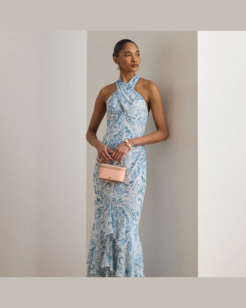 Ralph Lauren Neckholder-Abendkleid mit Paisley-Motiv White