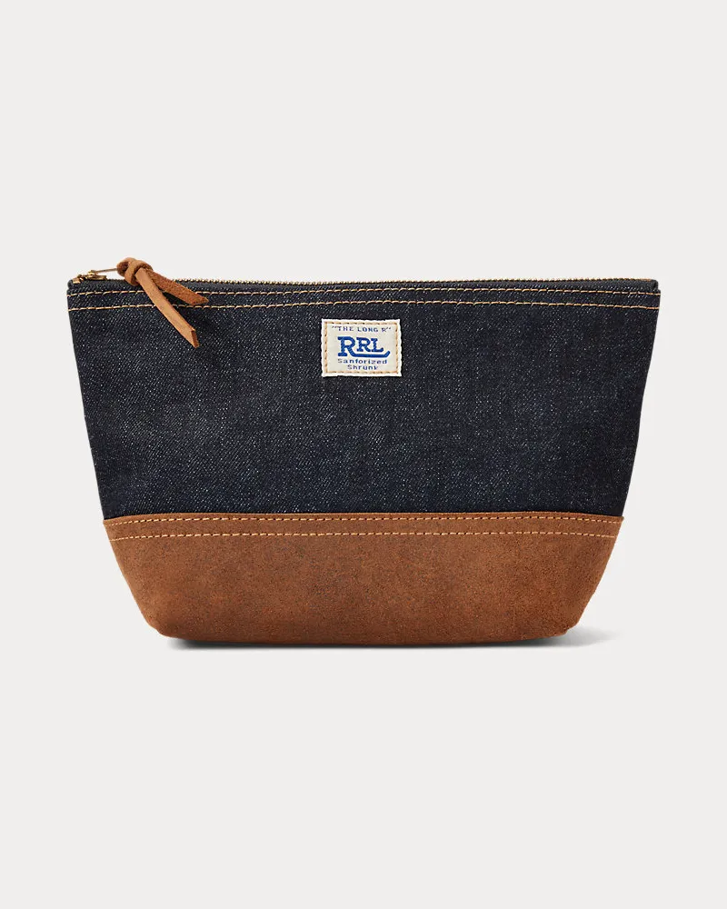 Ralph Lauren Denim-Pochette mit Wildlederbesatz Blue