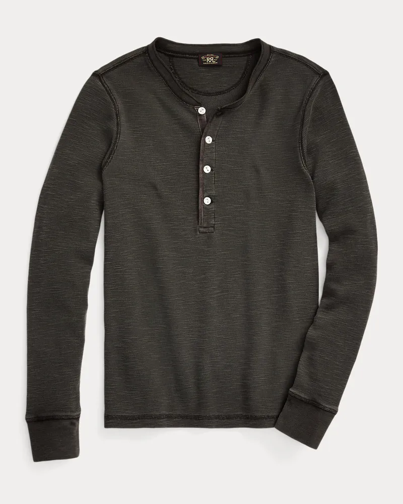 Ralph Lauren Gefärbtes Henley aus Waffelpiqué Black