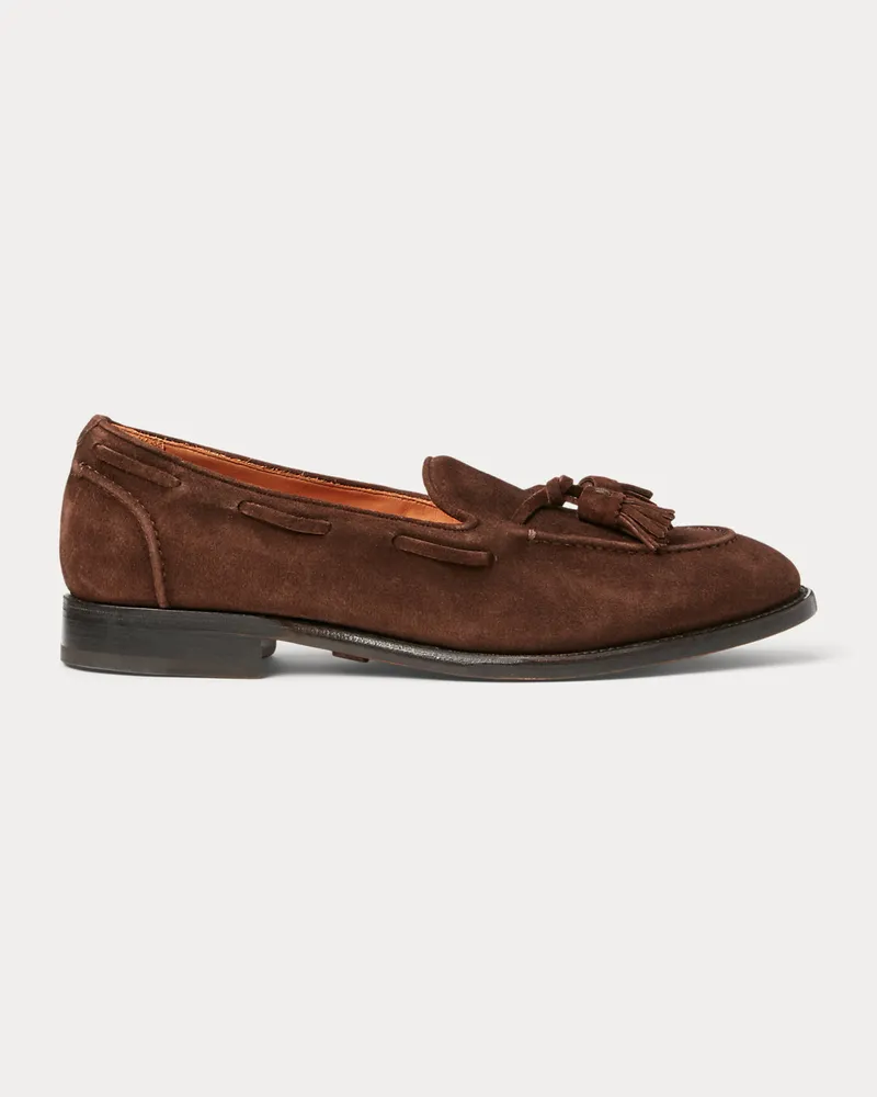 Ralph Lauren Kalbswildleder-Loafer Luther mit Quasten Brown