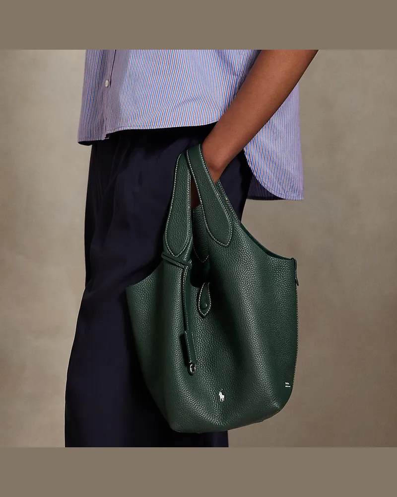Ralph Lauren Ledertragetasche Polo Play Green