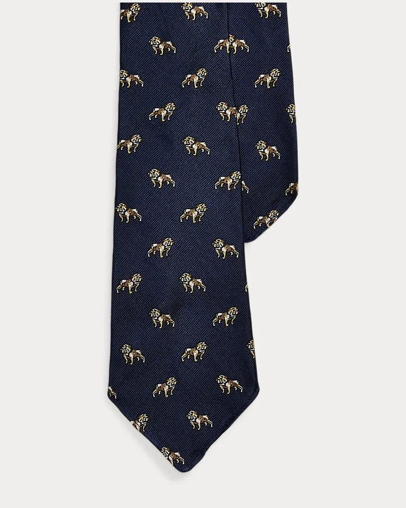 Ralph Lauren Seidentwill-Krawatte mit Hundemotiv Blue
