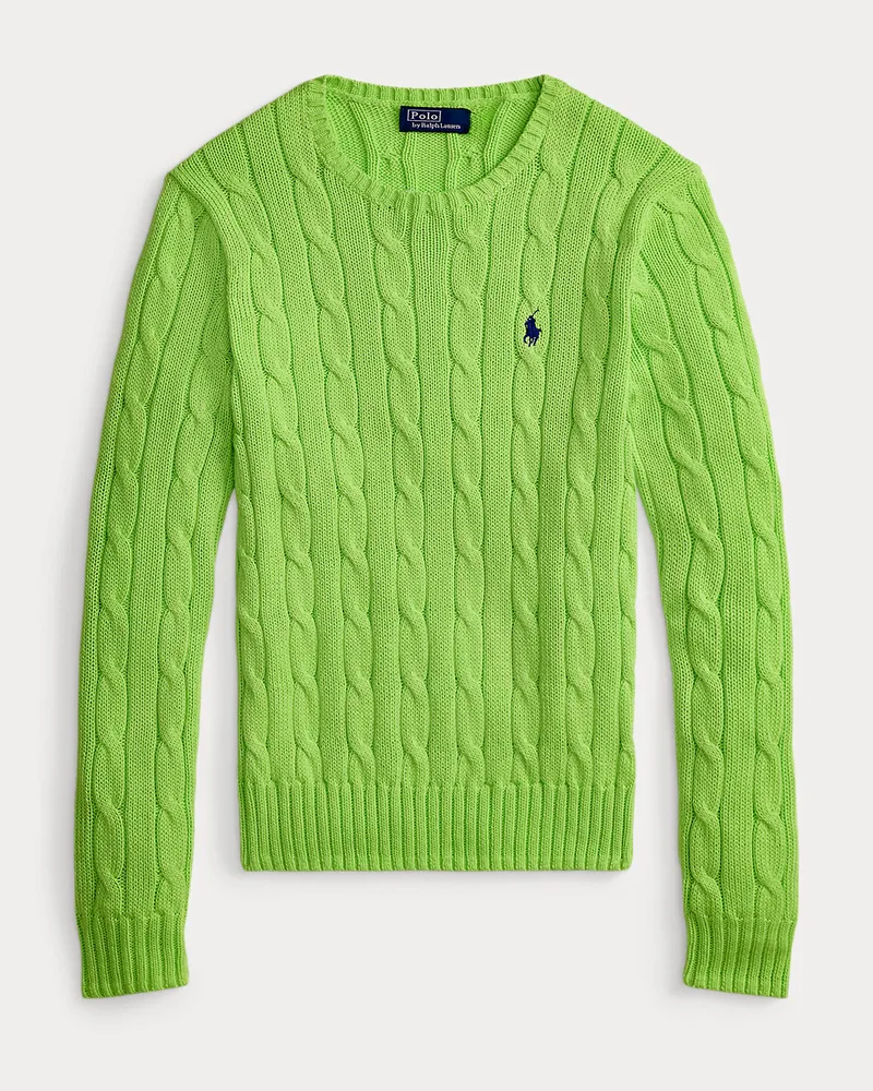 Ralph Lauren Baumwoll-Rundhalspullover mit Zopfmuster Green