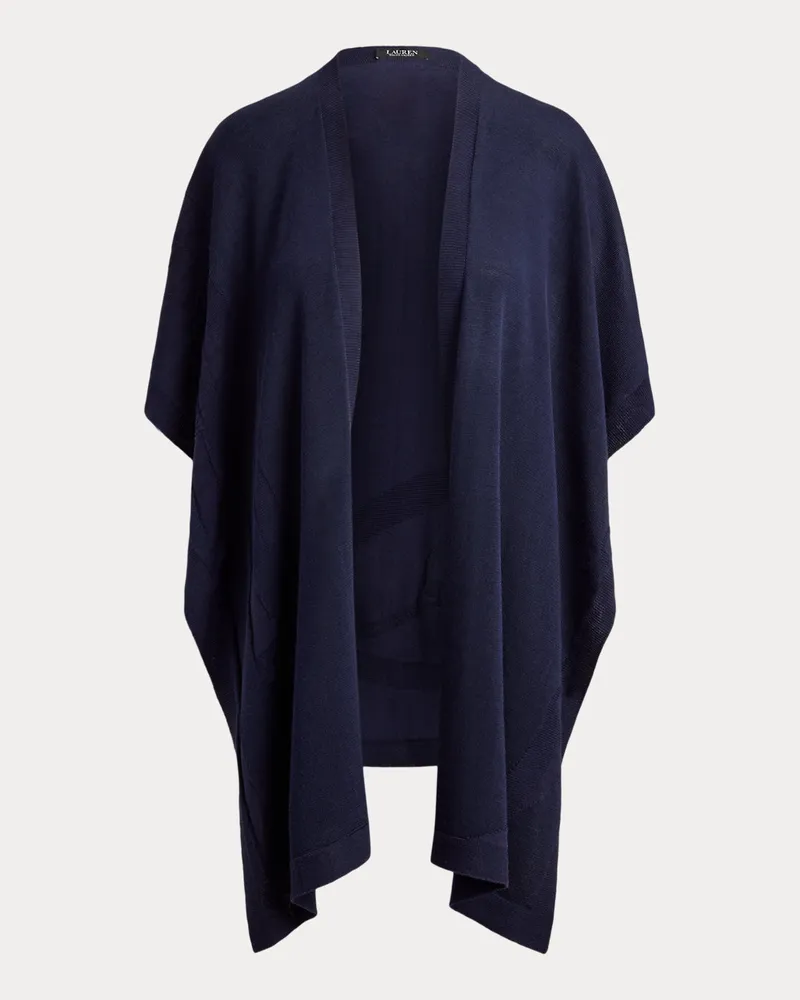 Ralph Lauren Jacquard-Poncho mit Gürtelmotiv Blue