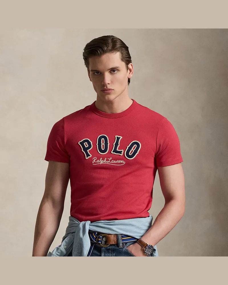 Ralph Lauren Custom-Slim-Fit T-Shirt mit Western-Logo Red