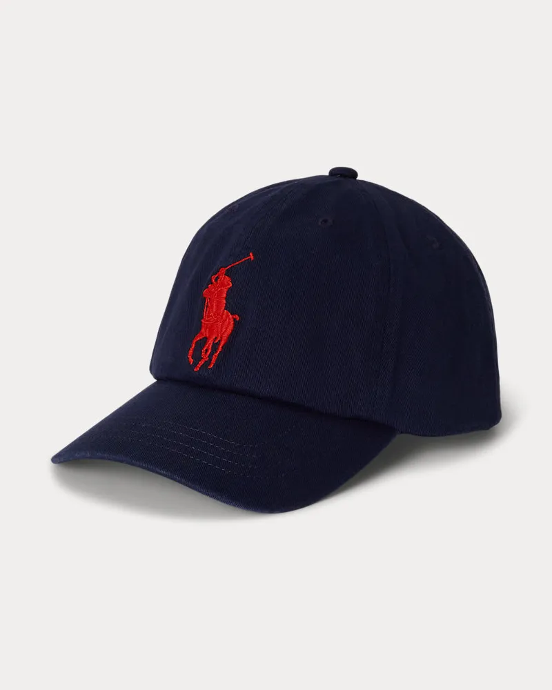 Ralph Lauren Baumwolltwill-Baseballkappe mit Big Pony Blue