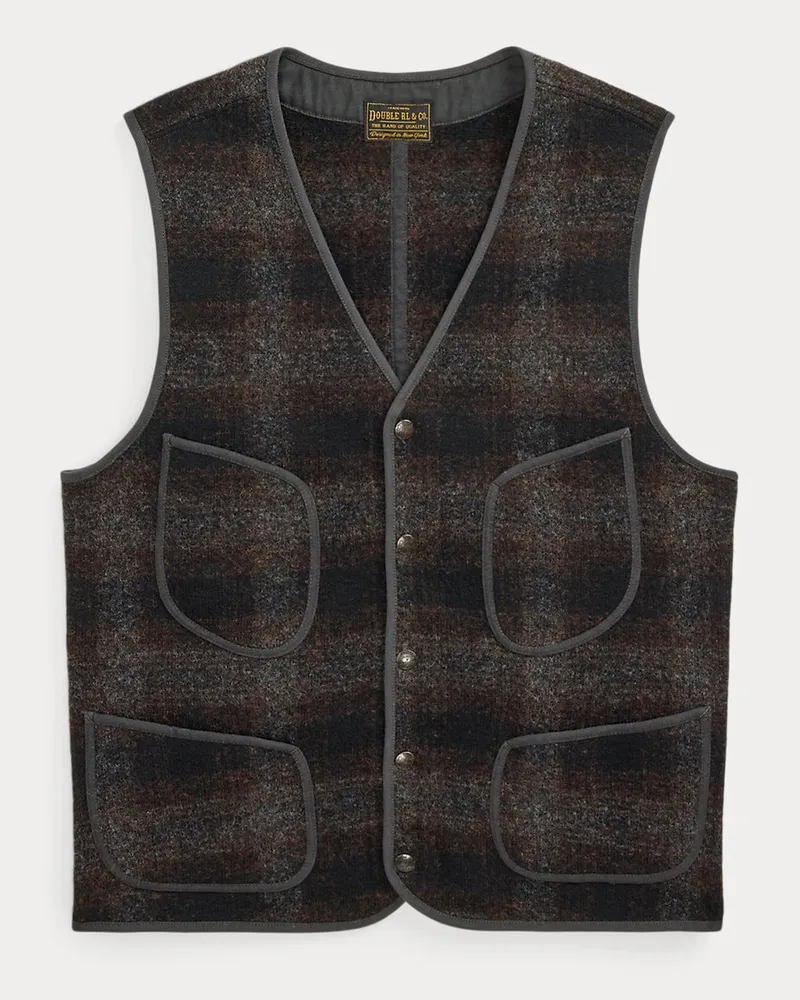 Ralph Lauren Karierte Woll-Baumwoll-Weste Brown