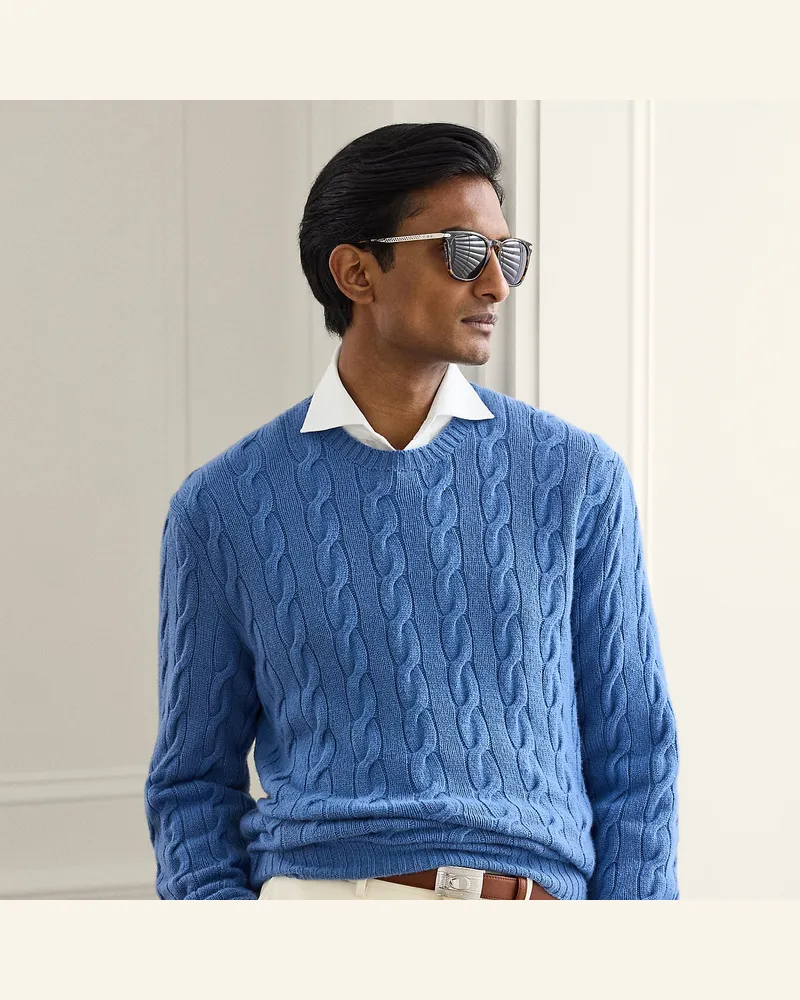 Ralph Lauren Kaschmirpullover mit Zopfmuster Blue