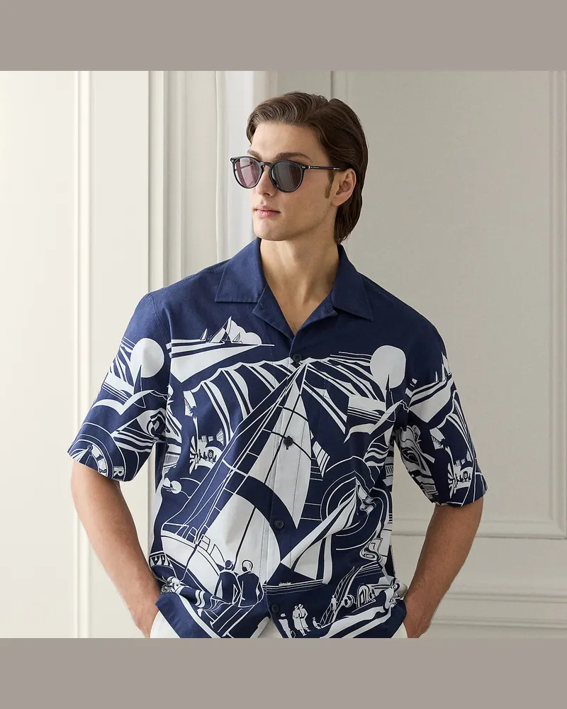 Ralph Lauren Relaxed-Fit Kurzarmhemd im Art-déco-Stil Blue