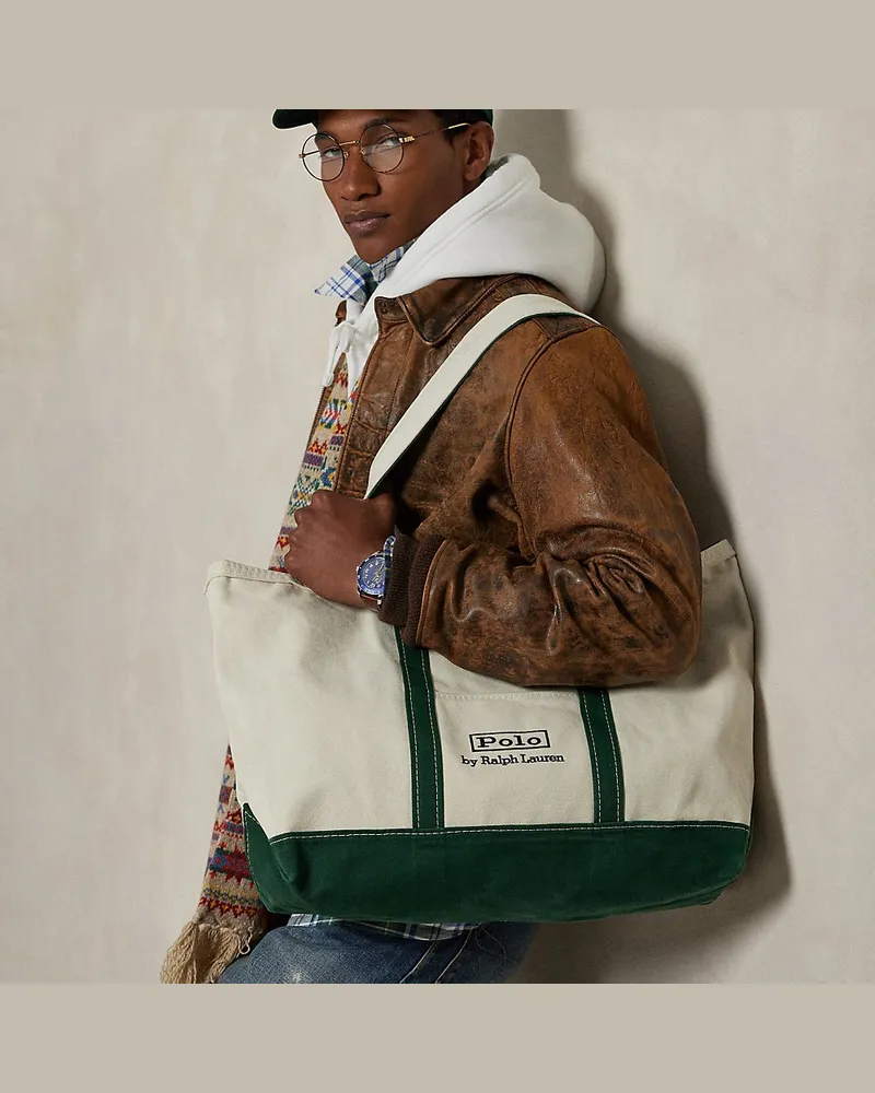 Ralph Lauren Segeltuch-Tragetasche mit Logo Cream