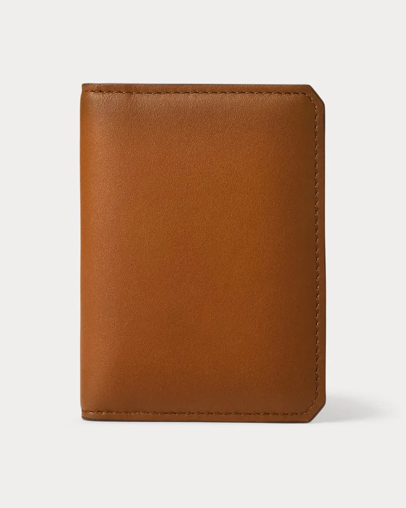 Ralph Lauren Kartenetui aus poliertem Kalbsleder Brown