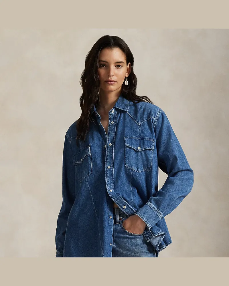 Ralph Lauren Trapez-Westernhemd aus Denim Blue