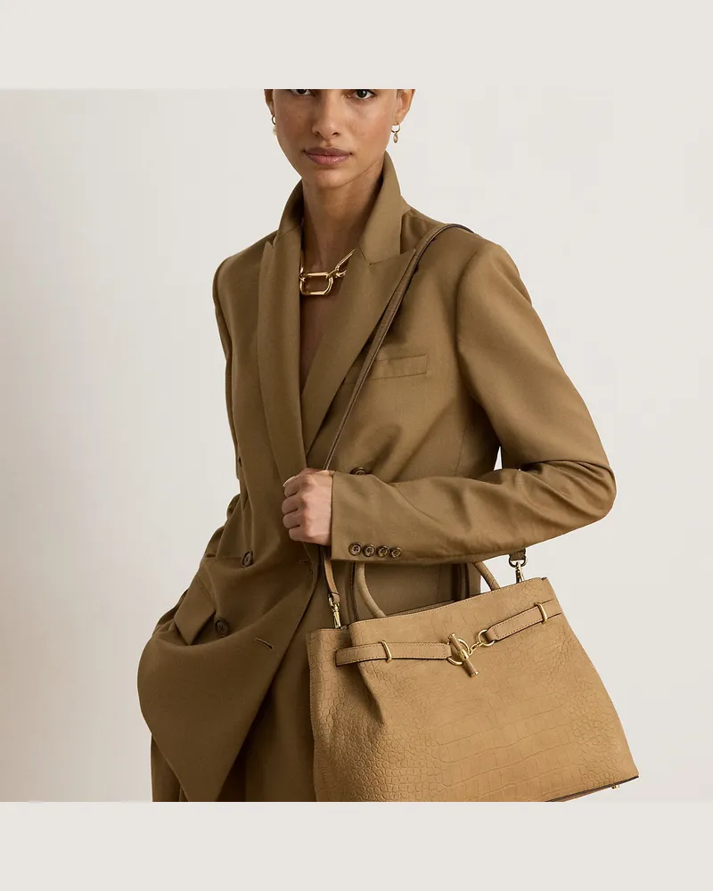 Ralph Lauren Große Umhängetasche Blaike aus Nubuk Tan