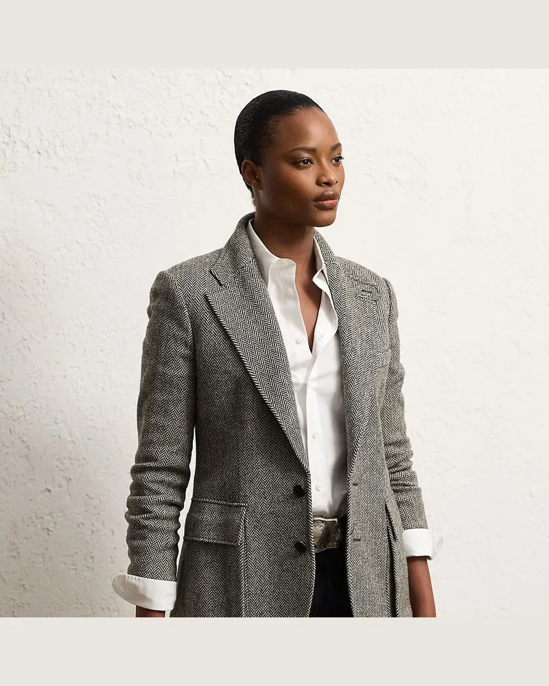 Ralph Lauren Tweedjacke Preston mit Fischgratmuster Black
