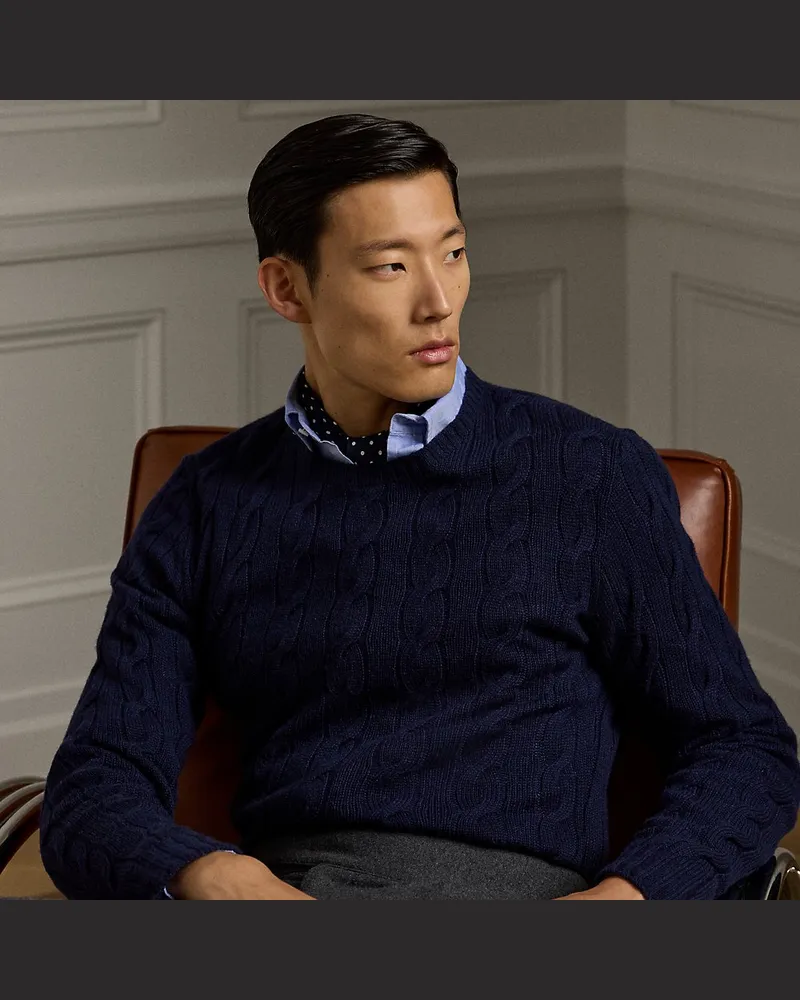 Ralph Lauren Kaschmirpullover mit Zopfmuster Blue