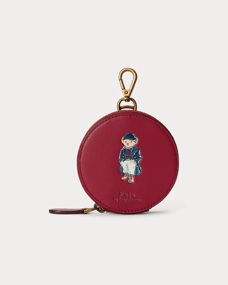 Ralph Lauren Leder-Geldbörse mit Polo Bear Red