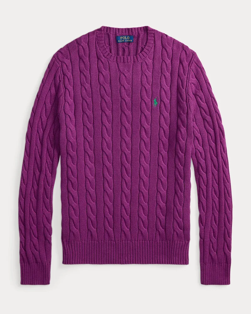 Ralph Lauren Baumwollpullover mit Zopfmuster Purple