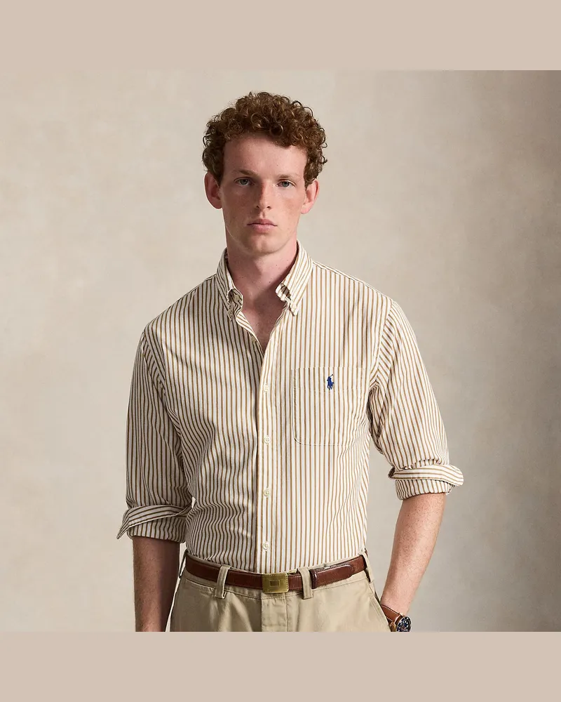 Ralph Lauren Custom-Fit Popelinehemd mit Streifen Brown
