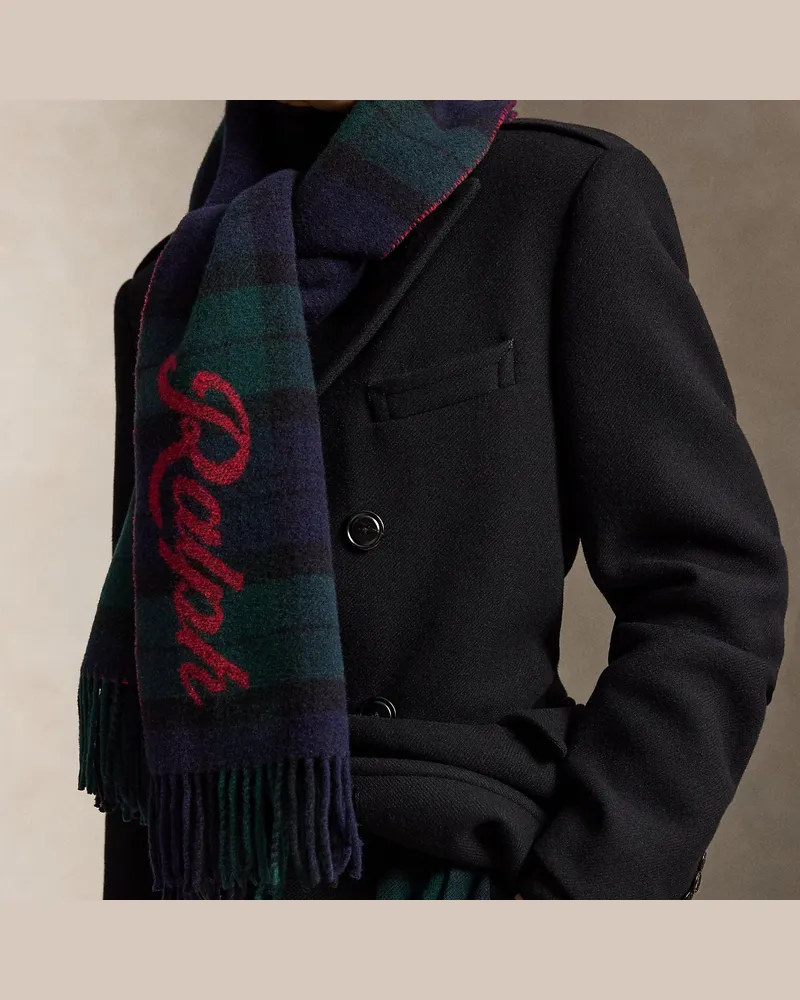 Ralph Lauren Der karierte Wollschal mit „ Ralph Lauren“-Logo Black